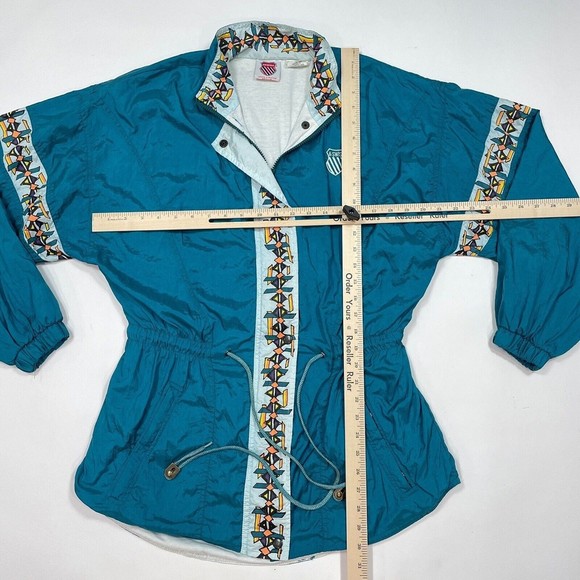 Vintage K Swiss Jacket Women Size Medium Teal Full Zip Retro 80s 90s Windbreaker - Picture 13 of 15